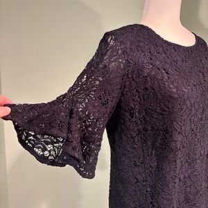 Elegantly blue Lace Bell Sleeve Top size L